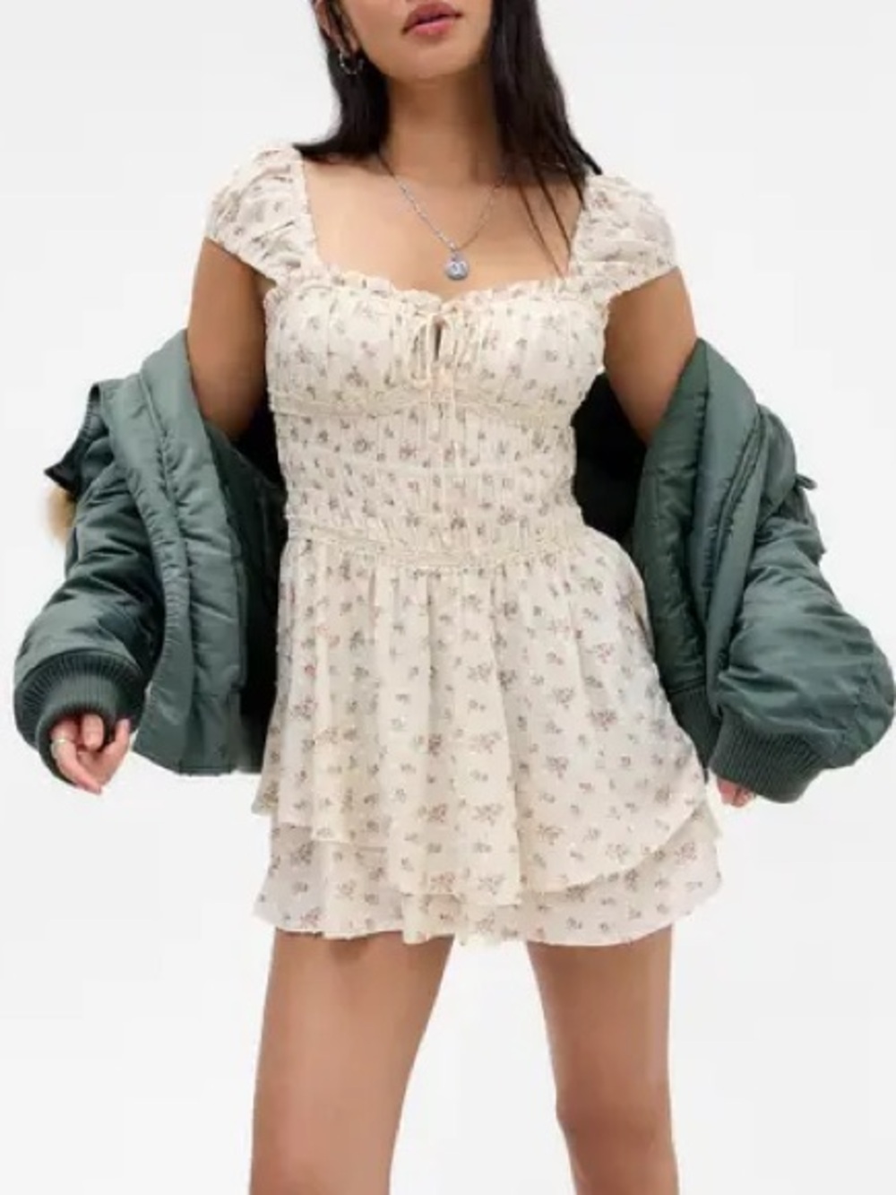 Urban Outfitters BDG Ruby Floral Skirted Romper Size M